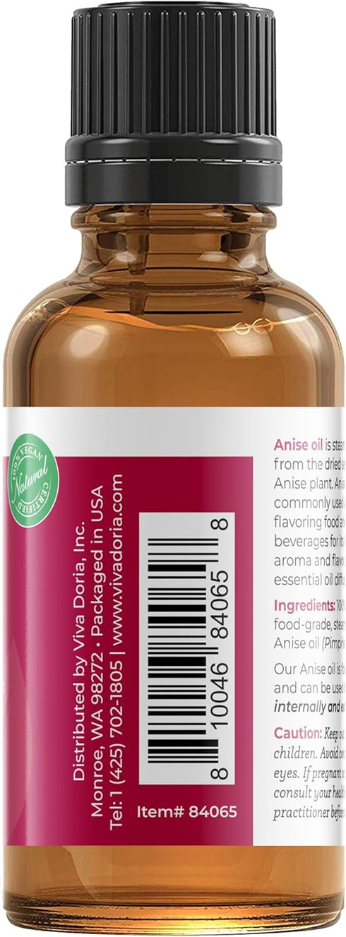 Viva Doria 100% Pure Anise Essential Oil, Undiluted Food Grade Spanish Anise Oil 30 mL