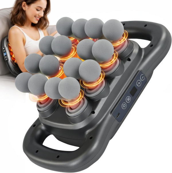 SMART SLOPPY 16-Head Deep Tissue Body Massager with Heat, 3 Modes & 30 Intensities,