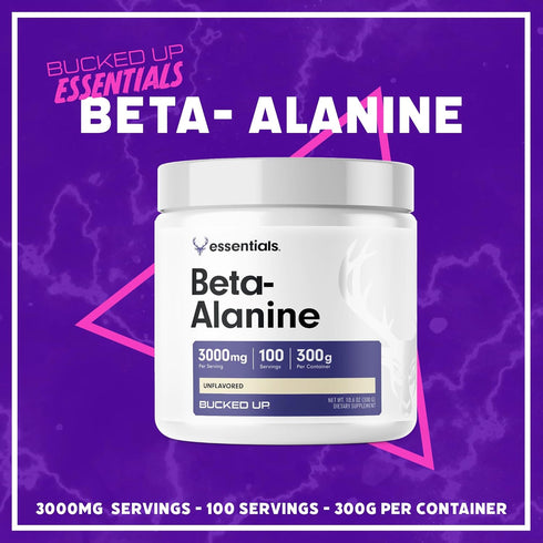Bucked Up Beta Alanine Powder, 300mg, Non-GMO, Gluten-Free, Unflavored (100 Servings)