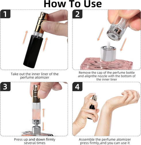 AC00SI Perfume Atomiser, Magnetic Lid Refillable Bottle, 5ml (Silver) - Portable & Leak-proof