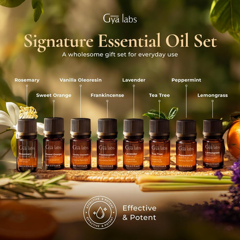 Set (0.17 Oz8) Gya Labs Signature Essential Oil Fl - Relaxation Gifts for Women - for Diffuser, Aromatherapy & DIY