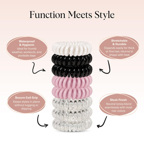 Kitsch Spiral Hair Ties for Women, 8 pcs, No Crease Hair Tie, Coil Hair Ties for Thick and Thin Hair, No Damage