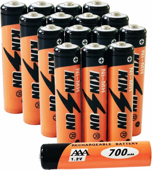 KINSUN AAA 700mAh 1.2V NiMH Rechargeable Batteries for Outdoor Solar Garden Lights (16 Pieces)