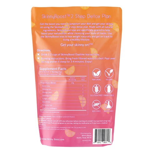 SkinnyBoost 28 Day Detox Daytime Tea - CITRUS MINT (28 Tea Bags), Supports Metabolism Boost