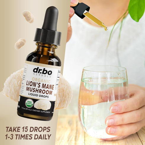 Organic Lion's Mane Mushroom Supplement Drops - 1oz Liquid Tincture for Focus, Brain Health, Vegan Nootropic