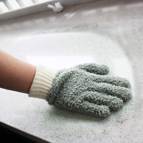 MIG4U Microfiber Dusting Gloves for House Cleaning, Washable Blind Cleaner Duster Tool (Gray, S/M)
