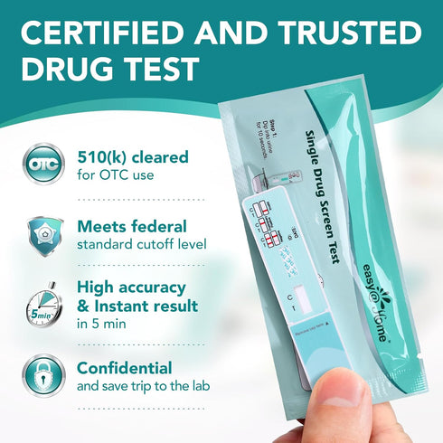 Easy@Home Single Drug Screen Test (Cannabinoids Urine Test) - THC Tests for Home Detox Kit, 25 Pack