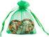100 Pieces 5x7 inches Gift Wrap Bags, Green Organza Sheer Fabric Drawstring Bags for Baby Shower Favor