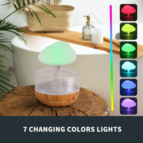 Weljoy Zen Raining Cloud Night Light Aromatherapy Essential Oil Diffuser Micro Humidifier Desk Fountain Bedside
