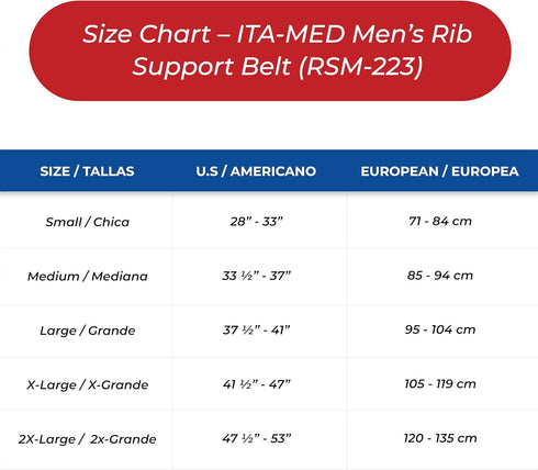 ITA-MED Breathable Elastic Rib Brace for Men, Compression Support Wrap/Belt for Ribs, Made in USA (White, 2XL)