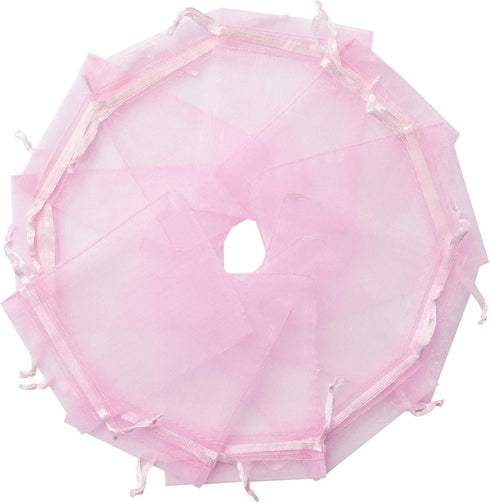 100PCS Pink Organza Bags, 2x3 Inch Sheer Drawstring Gift Pouches for Jewelry, Wedding, Party, Christmas Favor