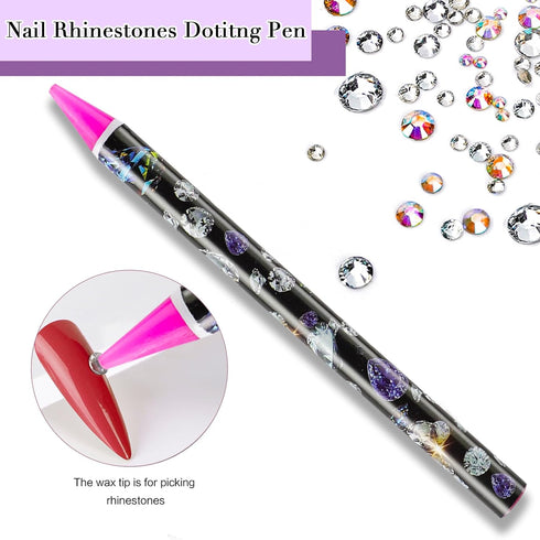 Rhinestones 1500PCS in 6 Sizes, Flat Back Nail Gems with Tweezers and Dotting Pen for Nails, Makeup, Crafting