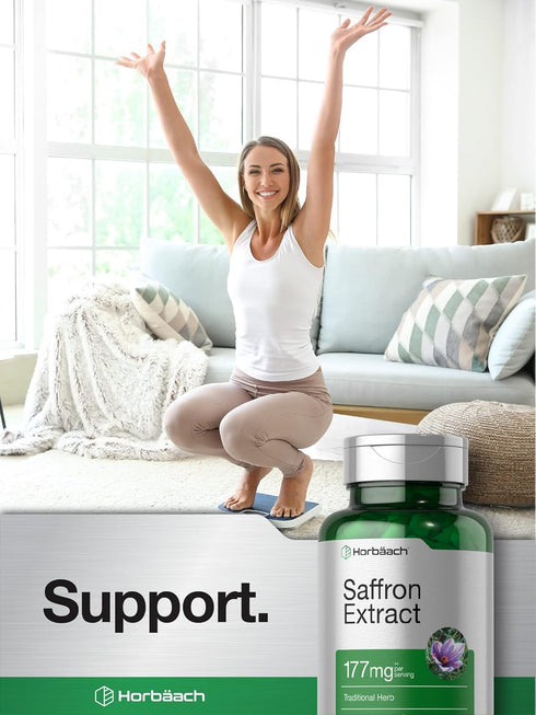 Horbaach Saffron Extract Capsules | 177 mg | 60 Count - Non-GMO, Gluten Free Supplement