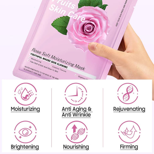 Jakuva 12PCS Deeply Moisturizing Facial Masks, Collagen Face Mask Patches for Anti-Aging Skincare