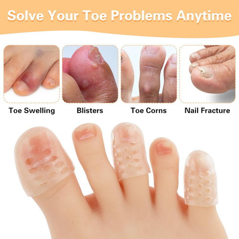 30Pcs Silicone Toe Protectors, Breathable Gel Anti-Friction Toe Caps Guards for Men Women, Soft Clear Toe Sleeves for