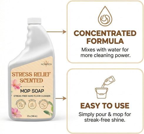 NOYATECH Scented Mop Soap Stress Relief Aromatherapy Floor Cleaner Concentrate | Non-Toxic, Pet Safe, No Residue | Safe
