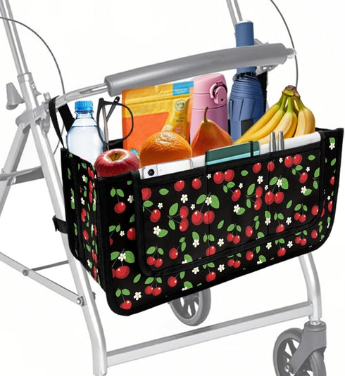 Hechitok Cherry Leaf Walker Bag, Handy Rollator Basket Water Cup Holder, Walker Accessories