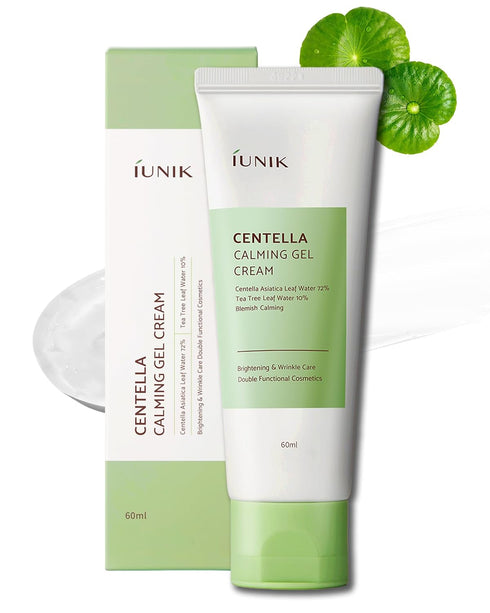IUNIK Centella 70% Calming Gel Cream, Vegan Non-Sticky Moisturizing Blemish Care for Oily & Sensitive Skin