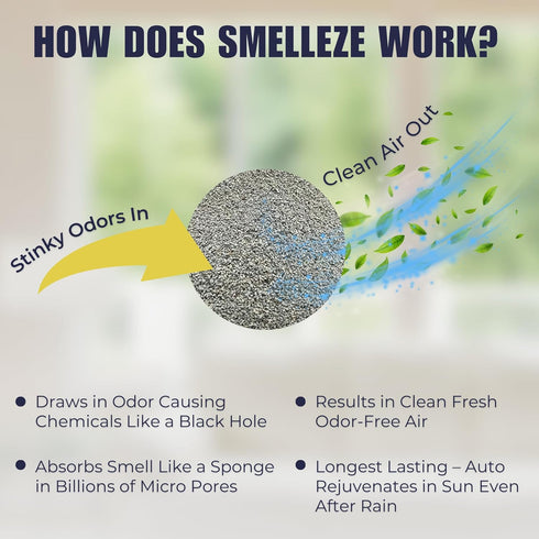 SMELLEZE Natural Urine Smell Removal Deodorizer - 2 lb. Granules, Stops Urine Stench Effectively