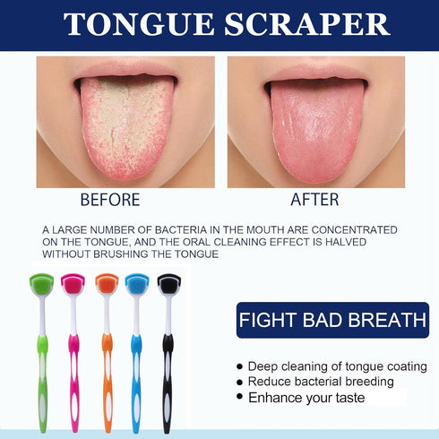 Tongue Scraper for Adults, 5PCS with Case, Helps Fight Bad Breath