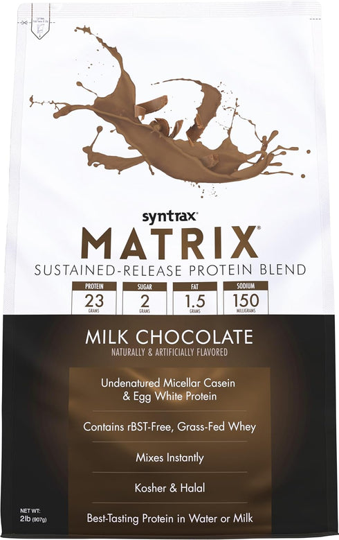 Syntrax Nutrition Matrix Protein Powder, Sustained-Release Blend, Milk Chocolate, 2 lbs