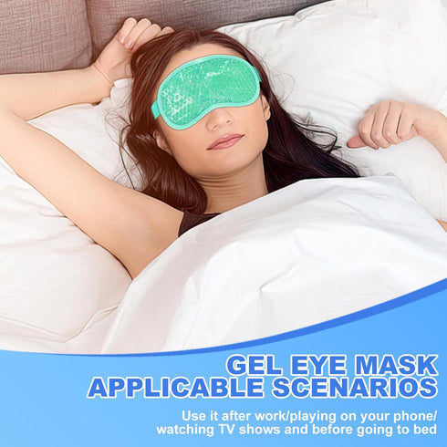 2Pack Cold Cooling Eye Mask, Reusable Gel Eye Mask for Hot/Cold Therapy, Plush Backing for Headache Relief (Blue+Green)