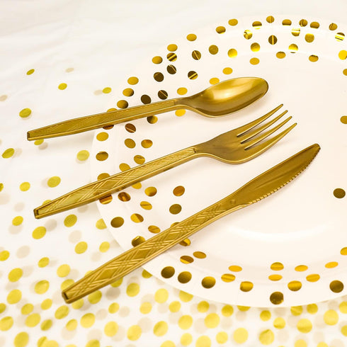 176 Pieces Gold Disposable Party Dinnerware Set, Black Paper Plates, Napkins, Cups, Gold Plastic Utensils