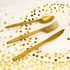 176 Pieces Gold Disposable Party Dinnerware Set, Black Paper Plates, Napkins, Cups, Gold Plastic Utensils