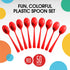 Disposable Red Plastic Spoons, 50 Pcs - Heavy Duty Red Plastic Cutlery