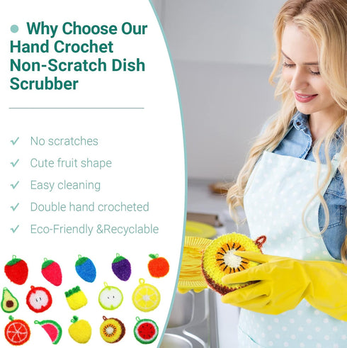 16 Pcs Fruit Dish Scrubber - Non Scratch Reusable Kitchen Scrubber for Dishwashing
