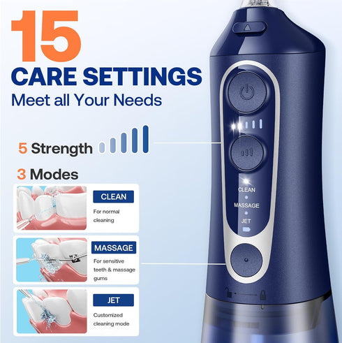 Bitvae C6 Portable Cordless Water Flosser for Teeth Cleaning, 6 Jet Tips, USB Rechargeable, IPX7 Waterproof, Midnight