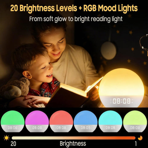 Sunset 30 Sunrise Alarm Clock & White Noise Machine, Effective Alarm Clocks for Deep Sleepers, Bluetooth Speaker Wake