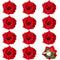 Yilloog 12 Pack Rose Hair Clip, 2.8'' Floral Brooch Hairpins for Women, Wedding Party Supplies (Red)