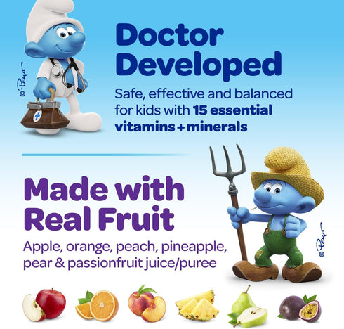 Kids Multivitamin Gummies with 15 Daily Vitamins & Minerals for Growth | The Smurfs | 60 Gummies