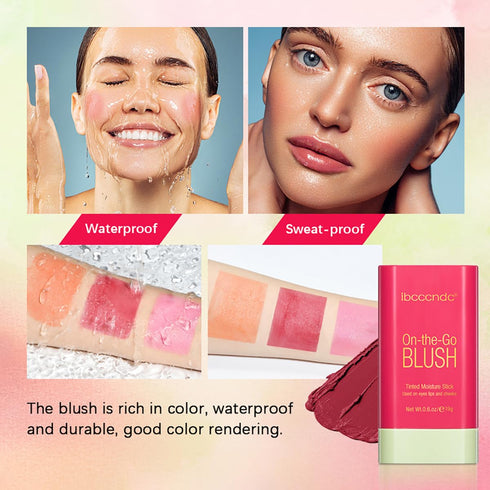 Multi-Use Makeup Blush Stick, Cream Blush for Cheek, Eyes & Lips, Waterproof Natural Nude Makeup (1#Shy Pink)