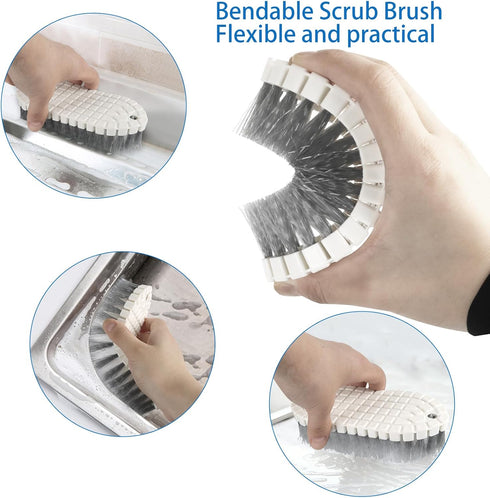 Runloon 6 Pack Set, Set Multipurpose Household Cleaning Deep Cleaning Brush with Grips - Dish, Scrub, Bottle, Shoe