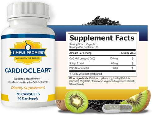 Cardio Clear 7 - Heart Health Supplements - Maintain Cellular Energy - Contains CoQ 10, 30 Day Supply