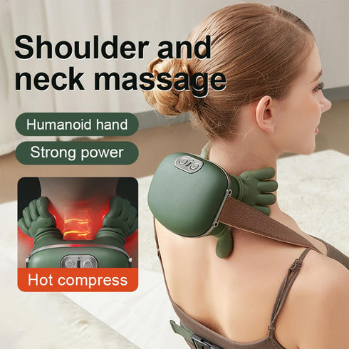hopungfx Shoulder and Neck Massager with Heat, Portable Cordless Deep Kneading Muscle Relaxer, Neck Massager