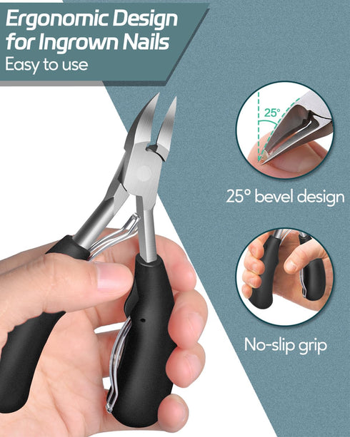 Toenail Clippers for Seniors, Thick Toenail Clipper Kits, Super Sharp Curved Blade, 6 Pieces