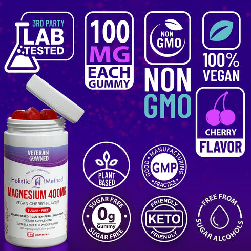 Magnesium Citrate Gummies - Sugar-Free, Vegan, Non-GMO for Better Sleep and Relaxation - Cherry - 120 Chews
