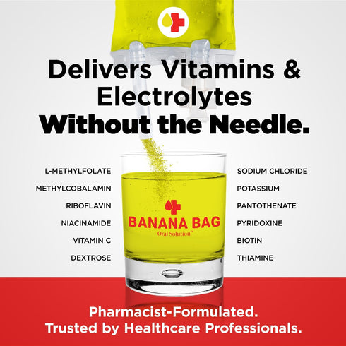 Banana Bag Oral Solution, Pharmacist Hydration Recovery Formula, Electrolyte & Vitamin Powder Drink Mix - Pack of 15
