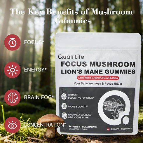 Gummies Gummy Gummies 60 Count (1) Mushroom with Lions Mane - Alpha Brain for Focus & Memory - Nootropic Focus