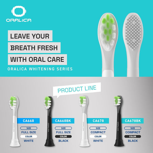 Compatible Philips Sonicare W DiamondClean Replacement Toothbrush Heads, 6 Pack, Whitening, Medium Bristles, Tongue