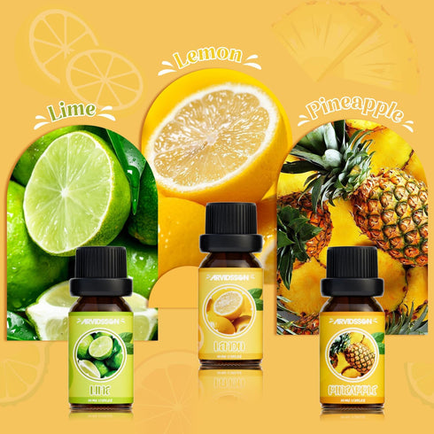 ARVIDSSON Fruits Essential Oils Set - Natural Citrus Essential Oil for Diffuser & Candle Making, Fruity Fragrance Oils