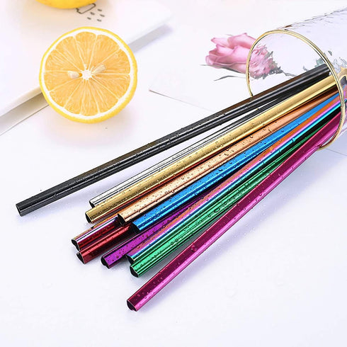 Vilihkc Stainless Steel Straw Set, Heart-Shaped Mouth, Food Grade Reusable Metal Drinking Straws with Cleaning Brush