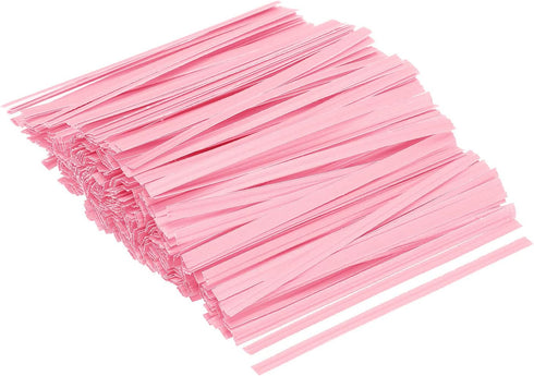 PATIKIL Twist Ties 3.5" Paper Closure Tie for Party Tying Gift Bags, Candy, Bread, Arts Crafts, Pink Pack of 500