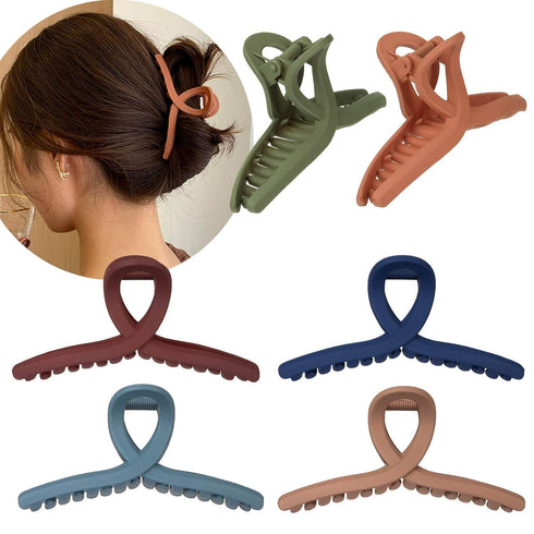 Whaline Hair Claw Clip, 6 Color Hair Jaw Clamp Clips, 4.3 Inch Nonslip Strong Hold Matte Butterfly Clip