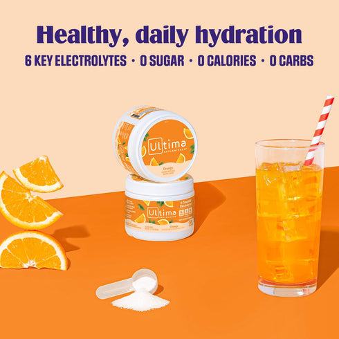 Ultima Replenisher Daily Electrolyte Powder Drink Mix, Sugar Free, Orange, 30 Servings, Keto Friendly