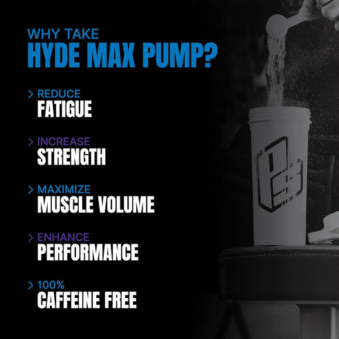 PROSUPPS Hyde Max Pump Pre Workout for Men and Women, Nitric Oxide Supplement for Pump and Endurance, 20 Servings
