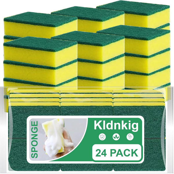 Kldnkig 24 Pack Kitchen Cleaning Sponges,Scrub Sponges,Non-Scratch Scrub Dish Sponge Safe on Non-Stick